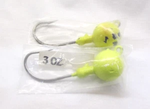 Grouper Jig 3oz Ball Roundhead Snapper Jigs Yellow Saltwater Lure w/Barb (2) H16 - Picture 1 of 4