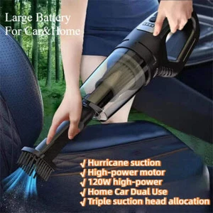 120W Powerful Suction LED Portable Car Vacuum Cleaner USB Charging Handheld Cord - Picture 1 of 7