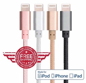 iPhone X 8 7 Plus Braided USB Data Sync Charger Cable Cord 3FT For iPhone X R S - Picture 1 of 11
