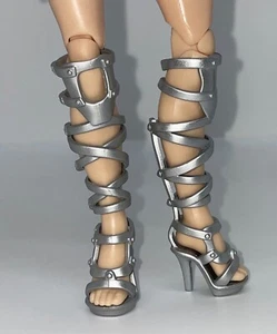 Rainbow High Shadow Luna Madison Silver High Heel Gladiator Boots Strappy Shoes - Picture 1 of 6