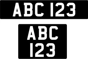 Single Stick-On Black & White/Silver Car Number Plates Classic car etc. - Picture 1 of 4