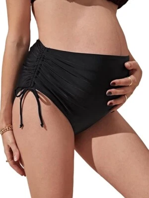 OYOANGLE Women's Maternity Swimsuit Bottom Ruched Drawstring Side High Waist - Image 1 of 4
