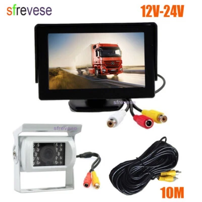 4.3" Car LCD Monitor + White 18 LED IR Rear View Reverse Parking Backup Camera - Image 1 of 4