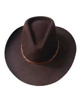 SOMBRERO DE FIELTRO DE LANA MARRÓN SEMENTAL BY EVERON, BANDA DE CUERO, HECHO EN TEXAS, HOMBRE 7 1/8 - Imagen 1 de 8