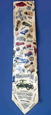 MUSEUM ARTIFACTS All Silk Classic Size Neck Tie w/Antique Car Graphics - Image 1 of 4