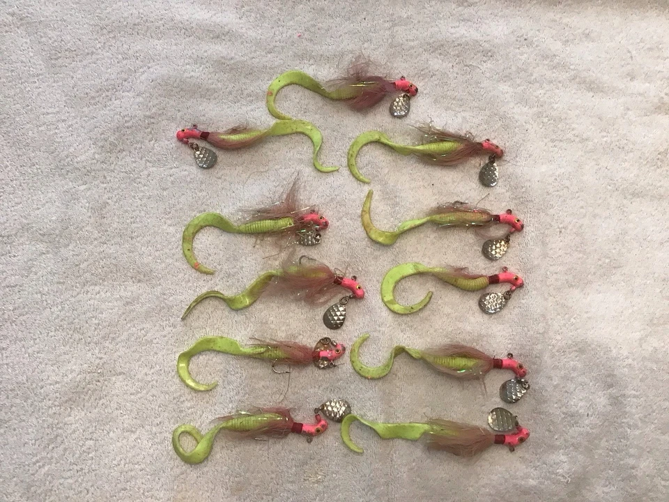 Lote de 11 gabaritos de rabo de bode de água salgada listrado garoupa de robalo Bluefish Fluke - Imagem 1 de 1