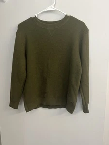Zara Kids Green Ribbed Knit Sweater Sz 10 140 ZK LMNTS Utility Patch Pullover - Picture 1 of 8