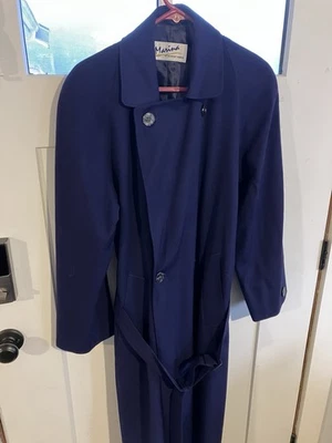 Trench coat Marina By Newport Harbor peito duplo comprimento total 100% lã - Imagem 1 de 4