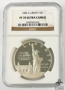 1986-S US $1 Silver Proof Coin STATUE OF LIBERTY Ellis Island NGC PF70 Ultra Cam - Picture 1 of 4