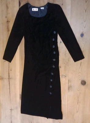 Vestido midi de terciopelo Maggy London de colección para mujer 12 botones negros vacaciones caprichoso Foto 1 de 4