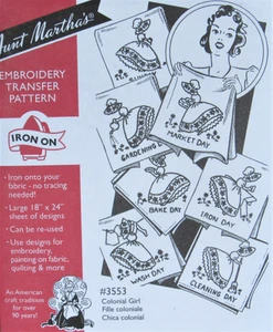 Tante Martha's 3553 Colonial Sunbonnet Mädchen Geschirrtuch Stickerei Transfermuster - Bild 1 von 1