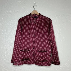 Blusa Madewell Pijama de Seda Botón Borgoña Rojo Margarita Floral Top Mujer’s Pequeña - Imagen 1 de 7