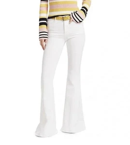 Frame Le High Flare Jeans Size 25 White Stretch Denim High Rise Long Boot Cut - Picture 1 of 10