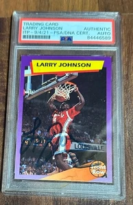 Tarjeta de baloncesto comodín UNLV firmada por Larry Johnson 1992 PSA Auto Hornets - Imagen 1 de 3