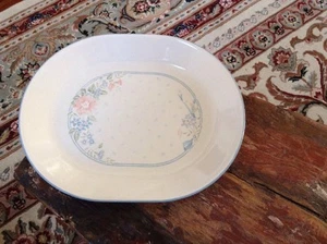 Corelle Symphony Serving Platter Meat Tray Plate Beige Pink Blue 12 1/4"X9 7/8" - Picture 1 of 2