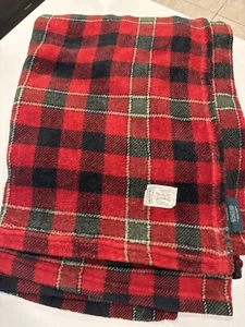 Ralph Lauren Red GreenPlaid Fleece  Throw Blanket Vintage - Picture 1 of 5