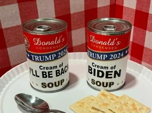 2 x SOUP CAN LABELS - Donald Trump 2024 2020 President - MAGA Republican Funny - Picture 1 of 3