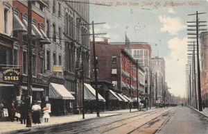 BRIDGEPORT, CT ~ MAIN STREET NORTH FROM STATE STREET, Pub. by D & B ~ used 1911 - Picture 1 of 3