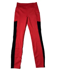 Mind Body Love Leggings Womens Small Red Black High Rise Reflective Pocket Yoga - Picture 1 of 5