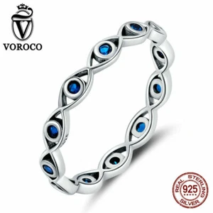 Fashion Women 925 Sterling Silver Lucky eye Finger Ring Jewelry Size 6- 8 VOROCO