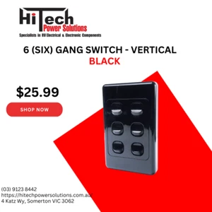 6 (six) Gang Switch - Vertical - Black - Picture 1 of 4
