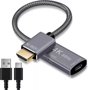 HDMI Male to USB-C Female Cable Adapter with Micro USB Power Cable,Hdmi Input to - Picture 1 of 7