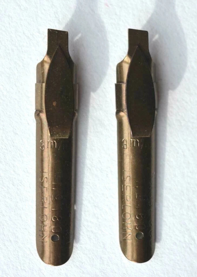 2 x Kalligraphie Schreibfedern, Bandzugfedern, Breitfedern,Stärke 3 mm, pen nibs - Bild 1 von 1