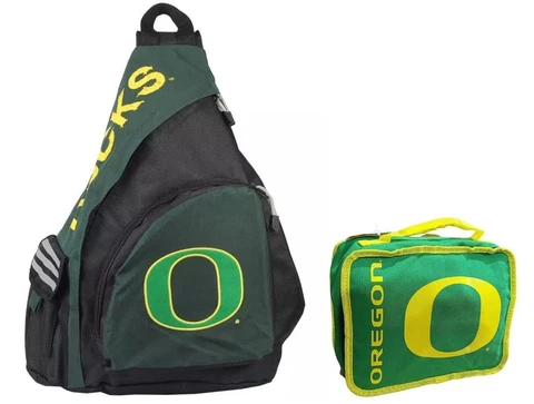 Travel Combo Licensed NCAA Shoulder Backpack and Insulated Bag (Oregon Ducks) Cover