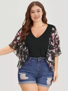 Nuevo con etiquetas Body BloomChic Floral Patchwork Malla Manga Asimétrica 12 Grande - Imagen 1 de 8