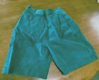 Bright Teal Real Suede Leather Women's Skort Shorts Culotte, Lined, Size 10, Vtg