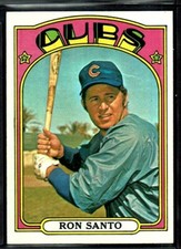 1972 TOPPS BASEBALL CHICAGO CUBS RON SANTO RARE HIGH NUMBER CARD HOF #555 NM
