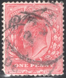 Great Britain UK Stamp #128c, 1p, King Edward VII Aniline Rose, Used, SCV$145.00 - Picture 1 of 1