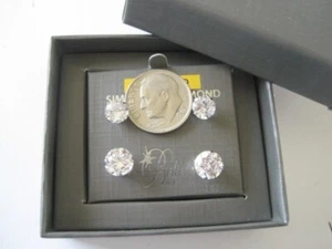 BRILLIANCE 10k Gold Simulated Diamond Earring Believe Round Two Pair - Picture 1 of 4