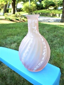Antike Vase-Jugendstil-rosa-handbemalt-Glas-signiert von Susan Fisher - Bild 1 von 13