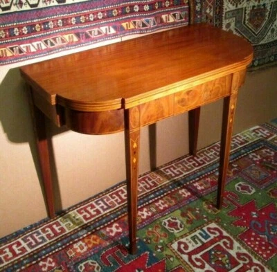 АНТИКВАРНЫЙ АМЕРИКАНСКИЙ ФЕДЕРАЛЬНЫЙ ИНКРУСТИРОВАННЫЙ СТОЛ ИЗ КРАСНОГО ДЕРЕВА ОКОЛО 1800 ВЫСОКОГО КАЧЕСТВА! - Изображение 1 из 4