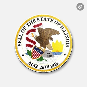 Sello del Estado de Illinois EE. UU. | Imán decorativo redondo de 4"" X 4"" - Imagen 1 de 2