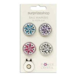 Surprizeshop Ladies Crystal Flower Golf Ball Marker and Visor Clip Set - Picture 1 of 1