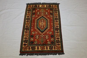 2 Fuß 1 Zoll x 3 Fuß 1 Zoll Fuß Afghan Kargahi Handgeknüpfter Turkoman Tribal Teppich - Bild 1 von 5