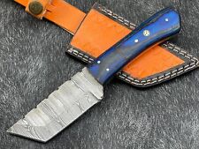 Custom hand Made Damascus steel 8''Skinning Knife Tanto Blade W/L/Sheath BL-1786