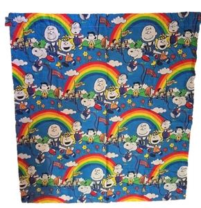 1976 Peanuts 2 Curtains Retro Charlie Brown Snoopy Rainbow Novelty 33”x36” - Picture 1 of 16