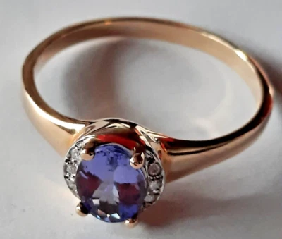 ANGEBOT!!! ECHTSCHMUCK-GOLDRING  AAA TANSANIT&BRILLANTEN RW 66/21 GG 375/9K NEU! - Bild 1 von 4