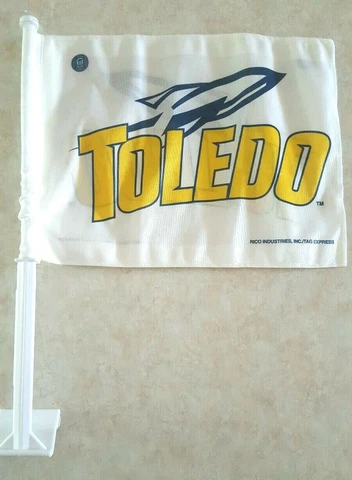 TOLEDO ROCKETS Flag Car Truck SUV Window White NEW Cover