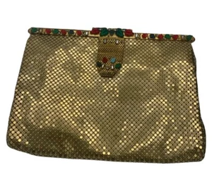 Vintage Whiting & Davis Rhinestone Embellished Mesh Clutch Purse - Picture 1 of 7