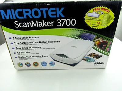 Microtek Scanmaker 3700 Flatbed Scanner MAC/PC USB 1200x600 dpi 42 Bit Color NIB - Image 1 of 4