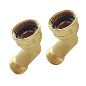 2-Pack Brass Garden Hose Elbow Connector 45 Degree Hose Adapter Hose Fittings - Picture 1 of 5