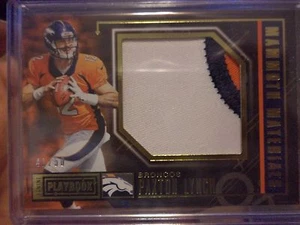 2016  PANINI PLAYBOOK PAXTON LYNCH MAMMOTH MATERIALS JERSEY /50 BRONCOS ! - Picture 1 of 3