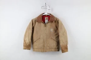 Vintage Y2K 2004 Carhartt Boys 8 Distressed Quilted Detroit Jacket Duck Brown - Picture 1 of 18