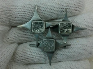 Vintage Coro Corocraft gebürstet atonisch Starburst Modernist geschichtet Mod Art Anstecknadel Brosche - Bild 1 von 10