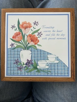 Hallmark DEJ 7120 Azulejo Cerámico Enmarcado 6x6 Floral Amistad Cita Brasil De Colección Foto 1 de 4