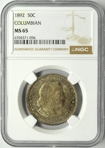 1892 COLUMBIAN EXPOSITION COMMEMORATIVE SILVER HALF DOLLAR 50C NGC MS 65 - Picture 1 of 2